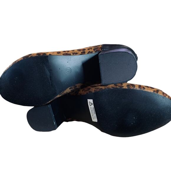 VIa Rosa Leopard print black camel Ankle Booties boots size 9 microsuede - Picture 8 of 8